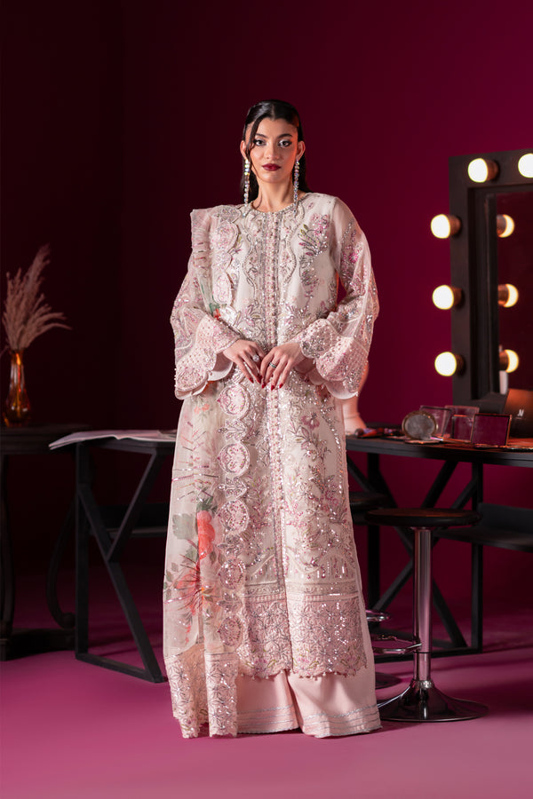 3 Piece - Embroidered Organza Suit - F-07