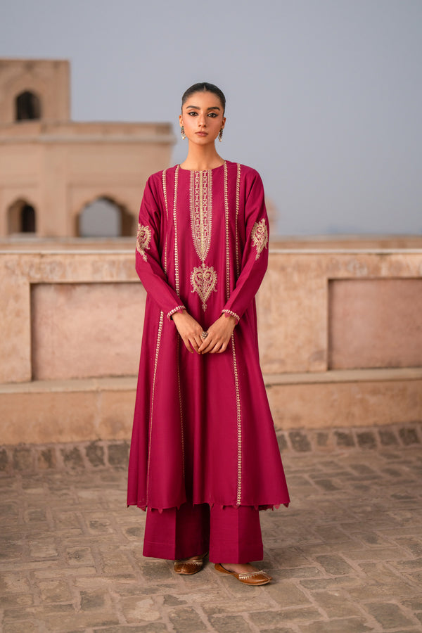 2 Piece - Dyed Embroidered Khaddar Suit - LC-03