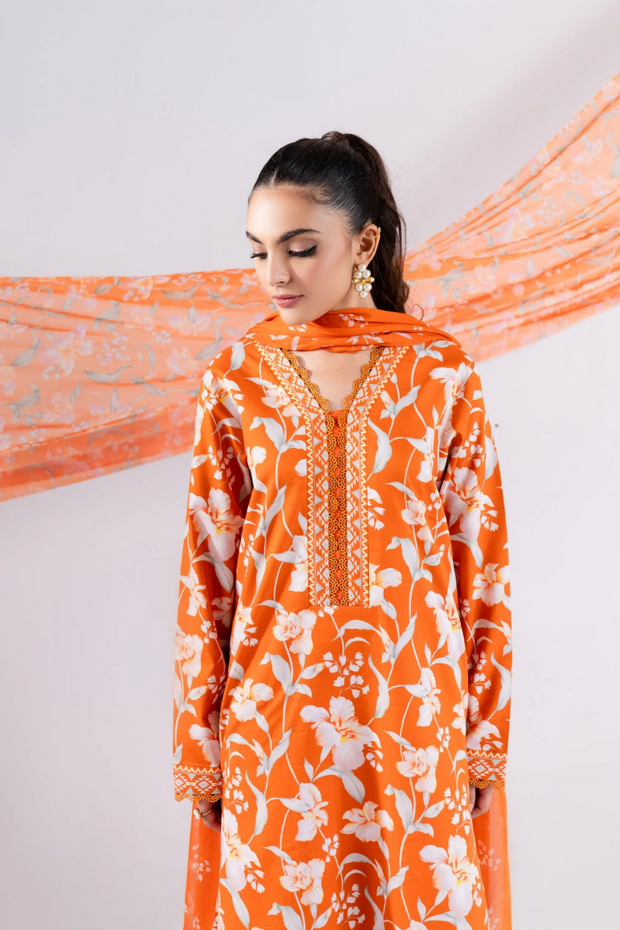 3 Piece - Printed Lawn Suit - MLD1-04